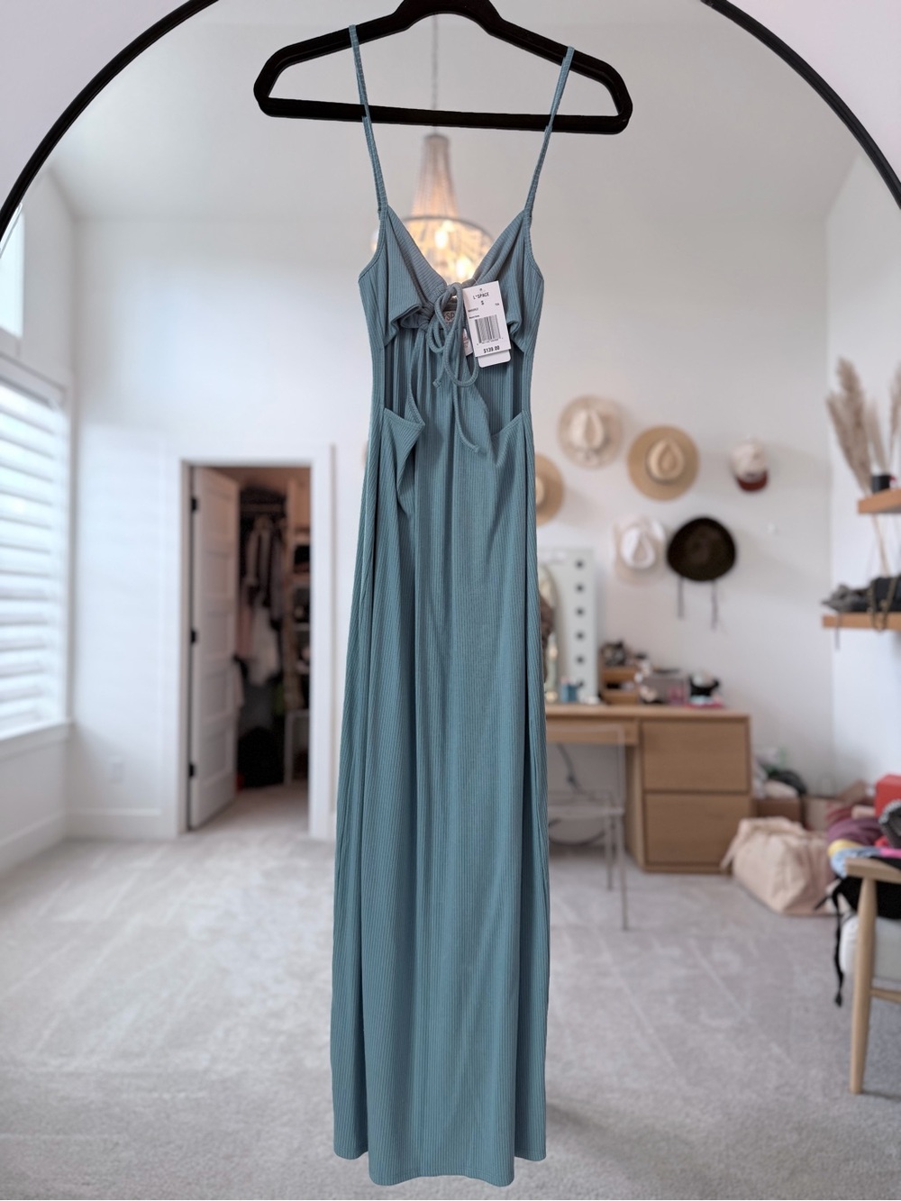l*space Teal Spaghetti-Strap Tie-Front Maxi Dress